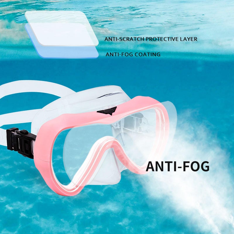 OMGear Diving Mask Snorkeling Gear Kids Adult Snorkel Mask Dive Goggles Silicone Swim Glasses with Nose Cover for Scuba Free Diving Spearfishing Neoprene Strap Cover Impact Resistance (Pink) - Image 3